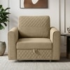 Baruna 1 Seater Velvet Pull Out Sofa Cum Bed with Storage In Beige Color