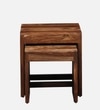 Lifty Sheesham Wood Nest Of Tables In Rustic Teak Finish