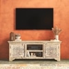Anokhi Solid Wood Free Standing TV Unit In Rustic White Finish