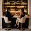Doe Buck Luxury Beige Velvet Adjustable Bar Stool Chair with Gold Hydraulic Base