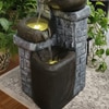 Olive  Yellow Tiered Cask Stone Brick Water Fountain
