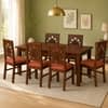 Globally Indian Yashvi Solid Sheesham Wood 6 Seater Dining Table Set 6 Chairs Terracotta Orange