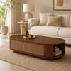 Tavia Oval Sheesham Wood and Cane Coffee Table in Walnut Finish