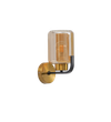 Isabella Single Light Wall Fitting In Black And  Brass  Finish Metal With Amber Glass
