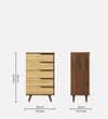 DCanape Ivy 5 Drawer Engineering Wood Utility Unit Columbian Walnut Brent Wood Teak