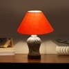 Devansh Conical Orange Cotton Shade Lamp With Wood & Mosaic Glass Base For Decoration/Office/Home/Gifting/Study For Decoration/Office/Home/Gifting/Study -(10X10X14.5) Inches -A