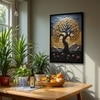 The Castle Decor Golden Wish Tree Wall Painting Framed Artwork 20x30 Inch