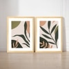 Boho Leaf Flower Set of 2 Framed Posters Wall Art 45x60 cm