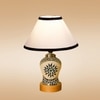 Devansh Conical White & Black  Cotton Shade Lamp With Wood & Mosaic Glass Base For Decoration/Office/Home/Gifting/Study For Decoration/Office/Home/Gifting/Study -(10X10X14.5) Inches -A