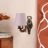 Devansh Metal Electric Wall Light in Antique Gold Colour with Grey Shade Count of 1 Light