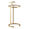 Zion Round Glass and Metal Drink Side Table in Gold finish
