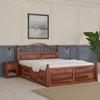 Syan Solid Wood King  Size Upholstered Bed With Hydraulic Storage (Honey Oak Finish)