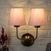 Devansh Metal Electric Wall Light in Gold Colour with Orange Shade Count of 2 Lights