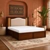 Reva Solid Wood Comfort Queen Bed Hydraulic Storage Provincial Teak Finish Mattress 60 x 78 Inches