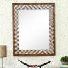 Hexagonal Design Bone Inlay Wooden Wall Mirror 30.5inx2inx38.5in