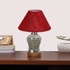 Devansh Conical Maroon Jute Shade Lamp With Wood & Mosaic Glass Base For Decoration/Office/Home/Gifting/Study For Decoration/Office/Home/Gifting/Study -(10X10X14.5) Inches -A