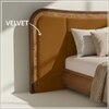 Elowen Softline Queen Size Bed in velvet With Oak wood Frame & Hydraulic Storage