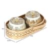 Bird Print Metal Jar With Basket Set Of 3 In Multicolor Colour