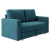 Alfon 2 Seater Velvet Pull Out Sofa Cum Bed with Storage In T Blue