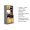 Hexa Red Crockery Unit Multipurpose Wooden Cabinet in Slate Grey And Giant Wood Colour