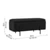 Doe Buck Luxury Boucle Storage Bench in Black Colour with Black Metal Legs