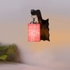 Devansh Solid Wood Electric Wall Light in Brown Colour with Pink Shade Count of 1 Light