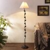 Aerith Off White Fabric Floor Lamp with Black Iron Base