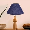 Devansh Blue Jute Table Lamp With Wood Natural Base (10X18 Inches)-37