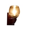 Devansh Solid Wood Electric Wall Light in Brown Colour with Lavender Shade Count of 1 Light