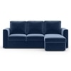 Kowloon Sectional 3 Seater Pull Out Sofa cum Bed In Lapis Blue Colour