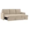 Kylo 3 Seater Velvet LHS Pull Out Sofa Cum Bed in Cream Color With Storage