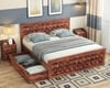 Moglis Solid Wood Queen Size Bed With Drawer Storage Bed In Teak Finish