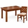 Globally Indian Jaalika Solid Sheesham Wood 4 Seater Dining Table Set 4 Chairs Beige