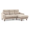 Ronan Right Aligned 3 Seater Sectional Fabric Sofa In Beige Colour