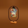 Devansh Multicolor Glass Wooden & Iron  Table Lamp -17 Inch Height  -Apl4