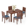 Atlas Solid Wood 4 Seater Dining Table With 4 Atlas Dining Chairs (Finish : Honey, Chair Colour : Baltic Blue)