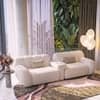 Cannoli 3 Seater Fabric Sofa with Marble Top Table in Pearl Cloud Colour