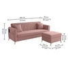 Daraco Velvet L shape 4 Seater Sofa in Peach Color