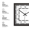 Bold Square Wooden Wall Clock with Roman Numerals and Geometric Frame