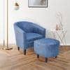 Valencia Accent Chair With Ottoman & Cushion - Blue