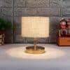 Sadira White Natural Fiber Shade Table Lamp with Gold Metal Base