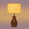 Devansh Yellow Jute Table Lamp With Wood Natural Base (7X13 Inches)-21