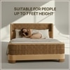 Heritage Cane Upholstered King Size Bed in Linen With Oak wood Frame