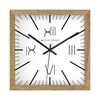 Warm Wooden Frame Roman Numeral Square Wall Clock