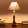 Devansh Multicolor Cotton Table Lamp With  Wood Natural Base (10X10X21 Inches)-40