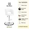 Doe Buck Adjustable Upholstered Bar Stool in White Colour with Chrome Base