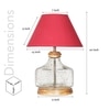 Tuscan Glass and Wood Table Lamp With Maroon Cotton Shade