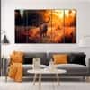 The Castle Decor Golden Deer Wall Art Wooden Framed 27x48 Inch (Style 2)