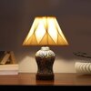 Devansh Off-White Cotton Shade Curtain  Lamp With Wood & Mosaic Glass Base For Decoration/Office/Home/Gifting/Study For Decoration/Office/Home/Gifting/Study