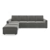 Apollo Compact Sofa (Colour : Ash Grey Velvet, Cushion : Soft, Back Type : Regular, Seating Capacity : Left Aligned 3 Seater + Left Aligned Chaise + Ottoman)